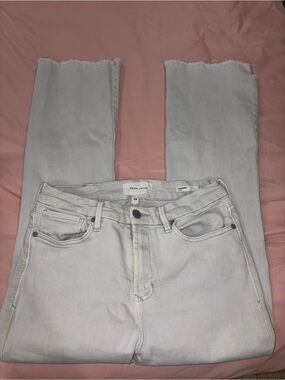 Dear John Pale Gray Ankle Jeans with Frayed Hems